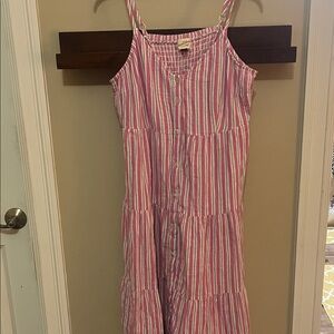 Universal Thread Pink and White Striped Button-Down Dress
